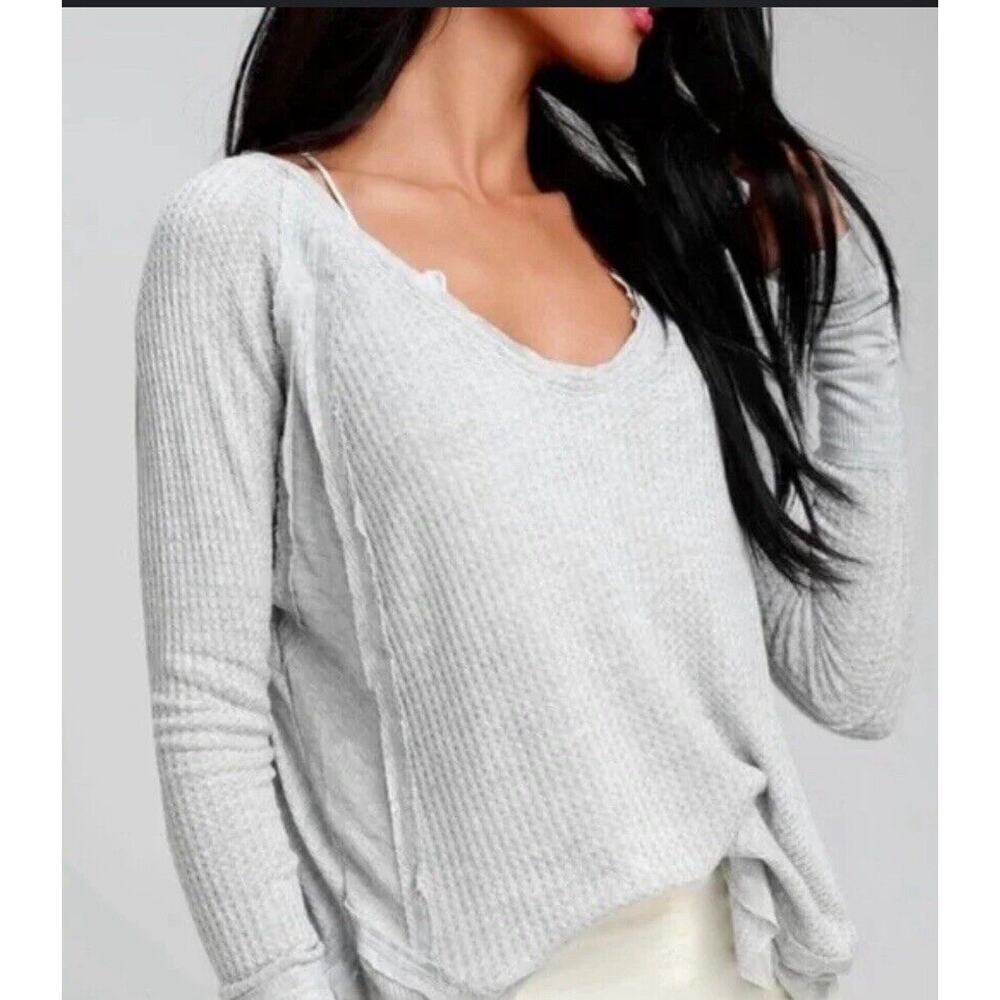 We The Free People Catalina V Neck Thermal Top Womens XS Lagenlook Oversized